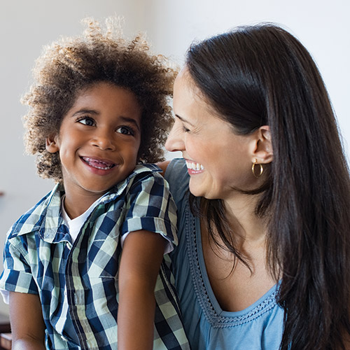 Woman and Child Smiling